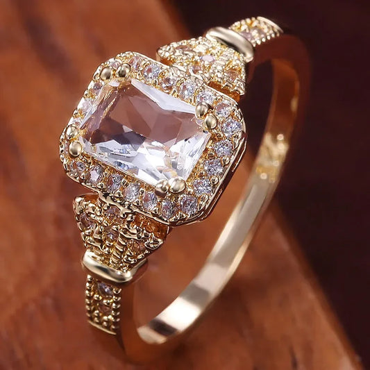 Luckacco New Retro Women Square Royal Princess Stylish Wedding Ladies Finger Ring  Pretty Gift Valentine's Surprise For Wife
