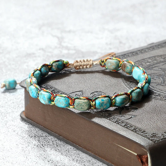 Luckacco Bohemian Imperial Stone Beaded Bracelet Handmade  Braided String Bangles Friendship Jewelry Gift Vintage Design Strand Bracelets
