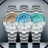 Luckacco WISHDOIT Men's Automatic Dive Watch With Ocean Blue And White Ripple Dial 8215 Movement Sapphire Glass Mirror