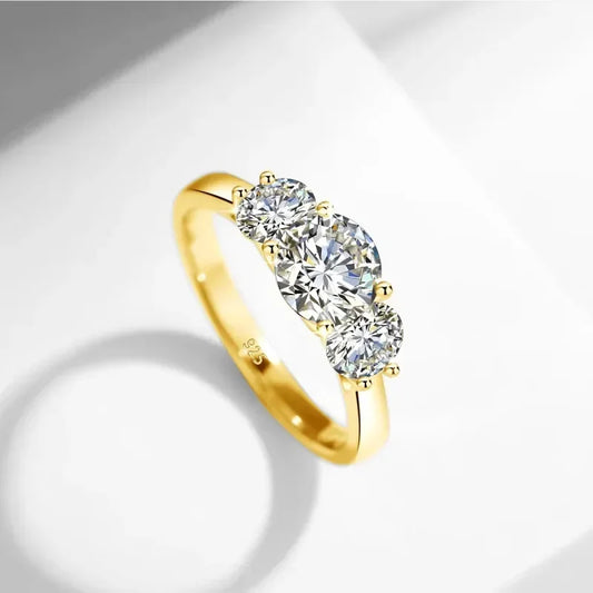 Luckacco 2ct Moissanite Eternity Ring 925 Sterling Silver with Yellow White Gold Plated Lab Diamond Rings For Women Fine Jewelry