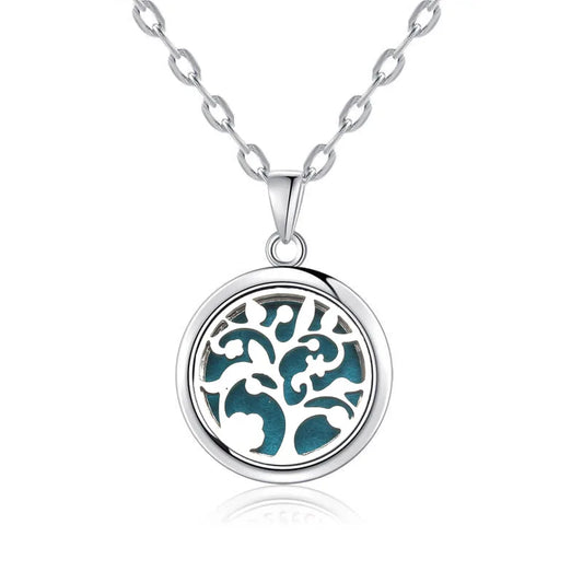 Luckacco New Tree Of Life Aromatherapy Necklace Stainless Steel Essential Oil Diffuser Amulet Perfume Locket Pendant Women Jewelry Gift