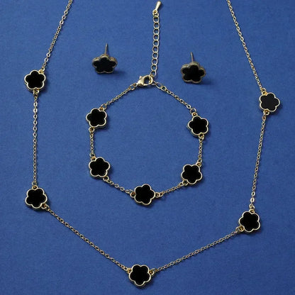 Luckacco Vintage Emerald Sets Unique Design Light Luxury Temperament Earrings  Pendant Necklace Rings Three-Piece Sets Trend Jewerly Set