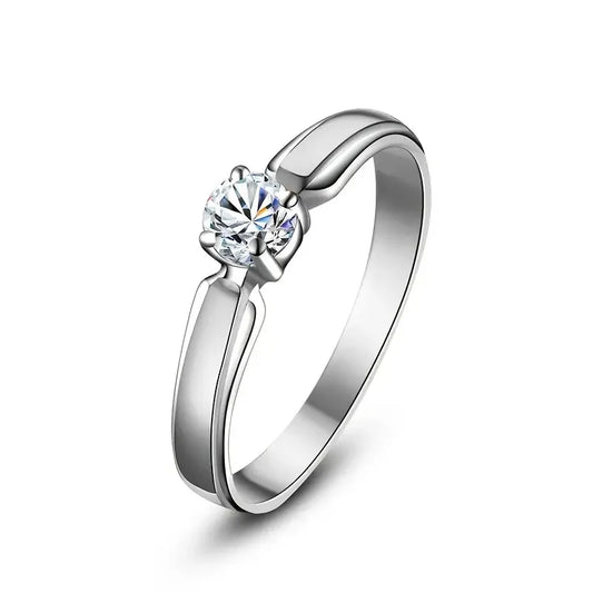 Luckacco daily picks Single Round Cubic Zircon Rings for Women Engagement Wedding Band Accessories Simple Elegant Female Rings Fashion Jewelry