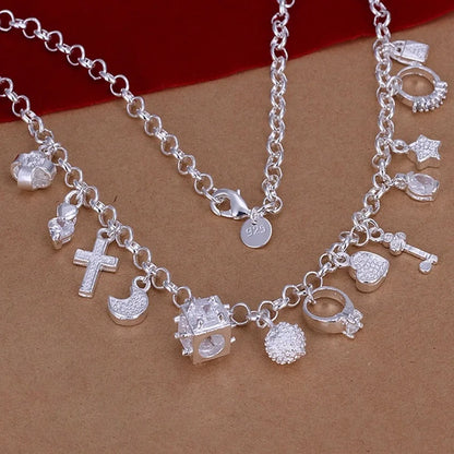 Luckacco 925 Sterling Silver Necklace 45cm Wedding Women Noble Luxury Gorgeous Charms Fashion Lady  Jewelry