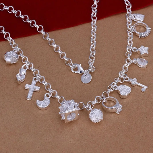 Luckacco 925 Sterling Silver Necklace 45cm Wedding Women Noble Luxury Gorgeous Charms Fashion Lady  Jewelry