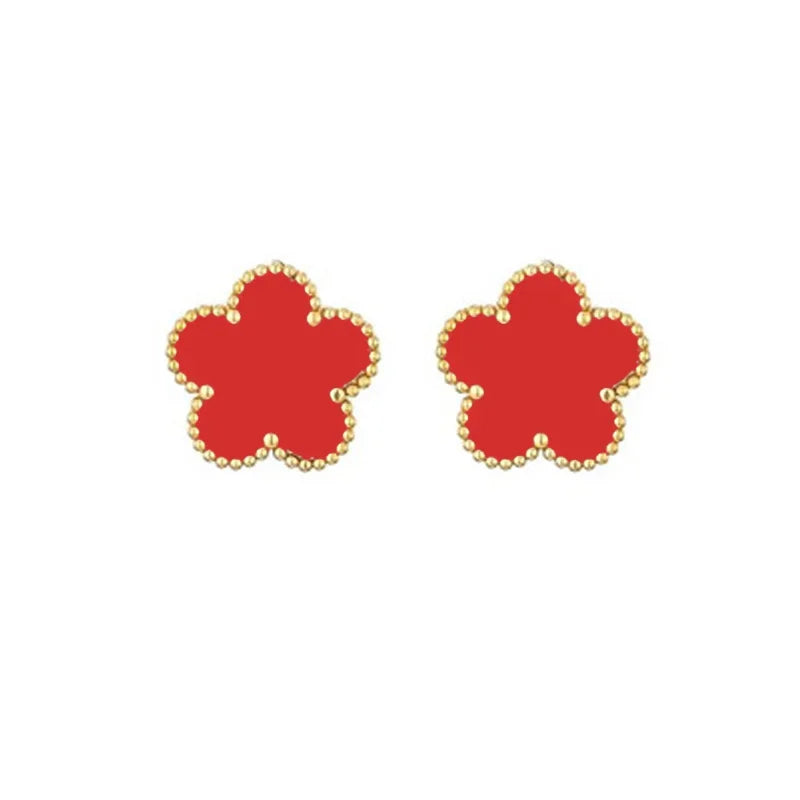 luckacco 14k gold plated five-leaf clover link bracelets white black blue gold red green lucky bracelets jewelry gifts trendy for women