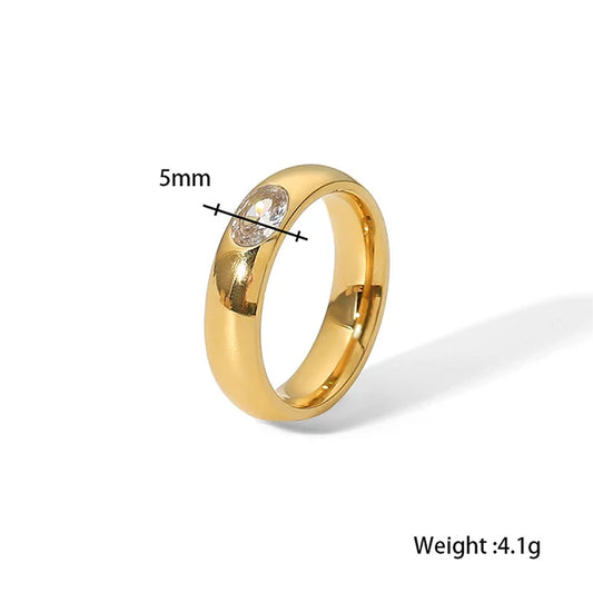 Luckacco 16K Gold Plated Stainless Steel Green White Cubic Zirconia Stackable Eternity Bands Wedding Ring Band for Women Jewelry Gift