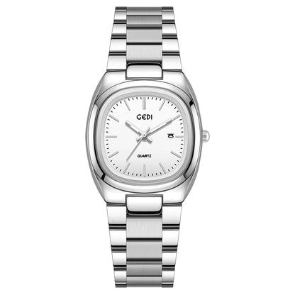 Luckacco Simple dual calendar women's watch high value solid steel waterproof watch ladies niche oval quartz watch