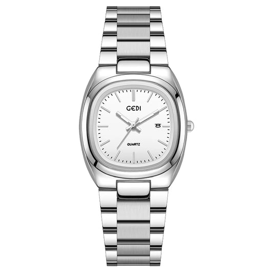 Luckacco Simple dual calendar women's watch high value solid steel waterproof watch ladies niche oval quartz watch