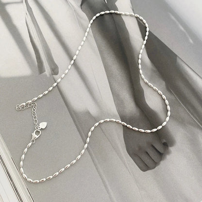 Luckacco S925 Sterling Silver Necklace Simple Beads Choker Shiny Delicate Collarbone Chain For Girl Wedding Gift Fine Jewelry