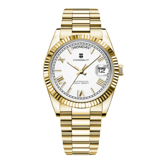 Luckacco CORGEUT New Color 36/39mm Dial Man watch Week Date Calendar Type Watch Sapphire Luxury Mechanical Steel Clock waterproof