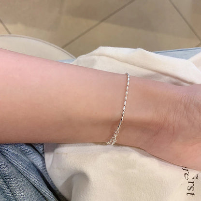 Luckacco S925 Sterling Silver Necklace Simple Beads Choker Shiny Delicate Collarbone Chain For Girl Wedding Gift Fine Jewelry