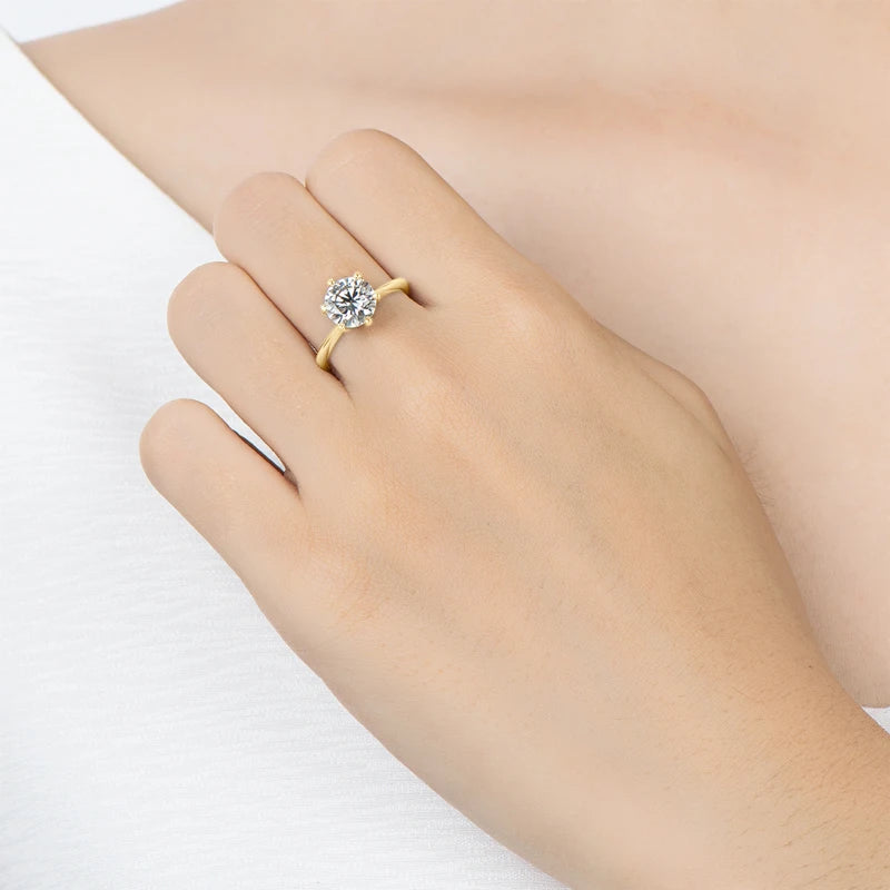 luckacco anziw 0.5-3.0ct moissanite solitaire ring silver 925 14k gold plated wedding engagement band for women jewelry with certificate
