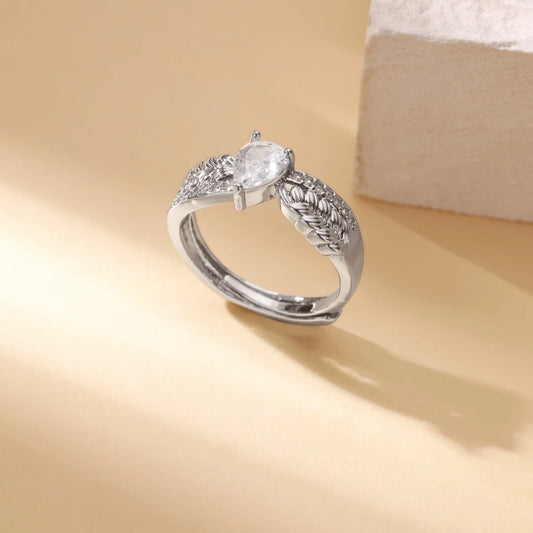 Luckacco Luxury Zircon Geometric Rings for Women Gold Color Adjustable  Stainless Steel Heart Flower Ring Wedding Fashion Jewelry Gift