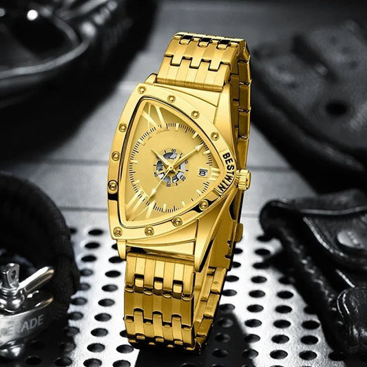 Luckacco Men Watches Unique Design Top Brand Luxury Men's Wrist Watches Quartz Wristwatch Fashion Male Clock Stainless Steel Band