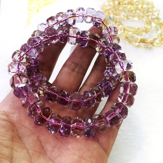 Luckacco  Natural AAAAAAA amethyst Faceted Stone Citrine ametrine  Spacer Beads For Jewelry Making DIY Bracelet Necklace