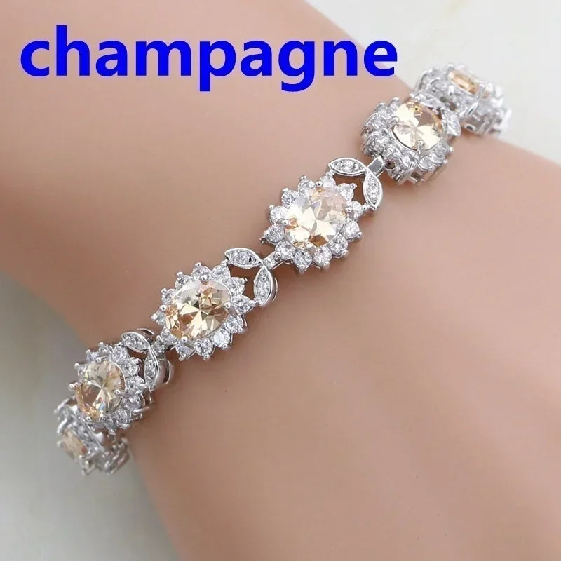 luckacco exquisite shiny tennis ball shape crystal zircon bracelet for women fashion evening party jewelry girls gift