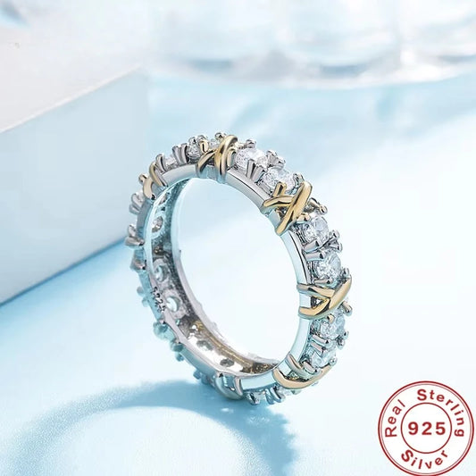 Luckacco Luxury 925 Sterling Silver Ring Interlaced With Aaa Zircon Crystal Ring For A Woman'S Engagement Jewelry Gift