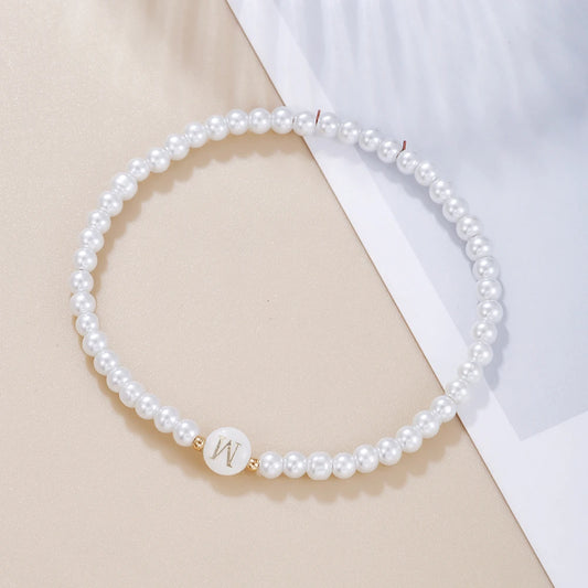 Luckacco New Fashion 26 Letter Bracelet Women Temperament Handmade Simulated Pearl Bead Bracelet For Women Jewelry Gift