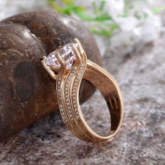 Luckacco Gorgeous Solitaire Zirconia Bridal Wedding Rings Gold Color Engagement Party Brilliant Women Jewelry Anillos De Mujer Кольцо