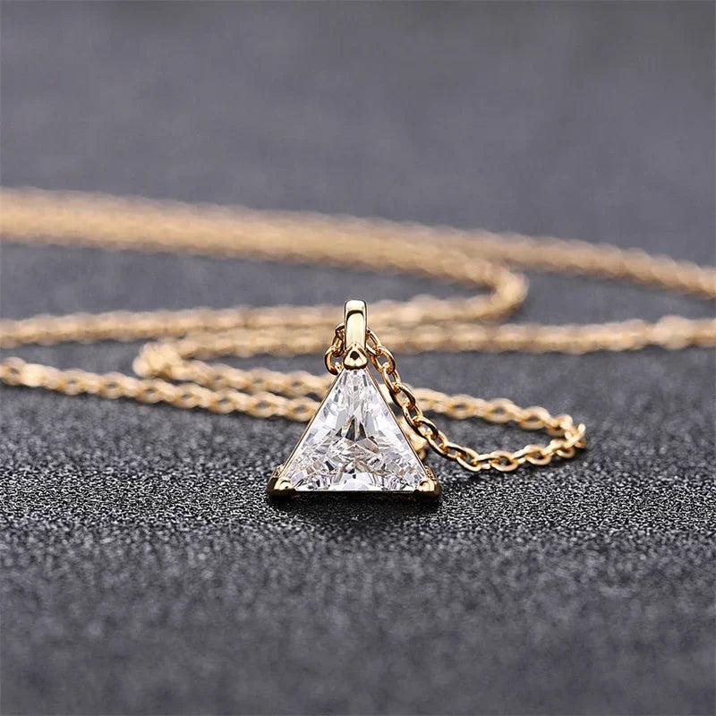 luckacco caoshi brilliant triangular pendant necklace for women exquisite everyday jewelry with simple style fashionable versatile neck