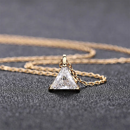 Luckacco Caoshi Brilliant Triangular Pendant Necklace for Women Exquisite Everyday Jewelry with Simple Style Fashionable Versatile Neck