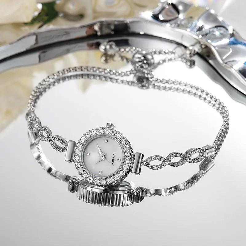 luckacco fashion rhinestone women watch ladies bracelet quartz watches clock relogio