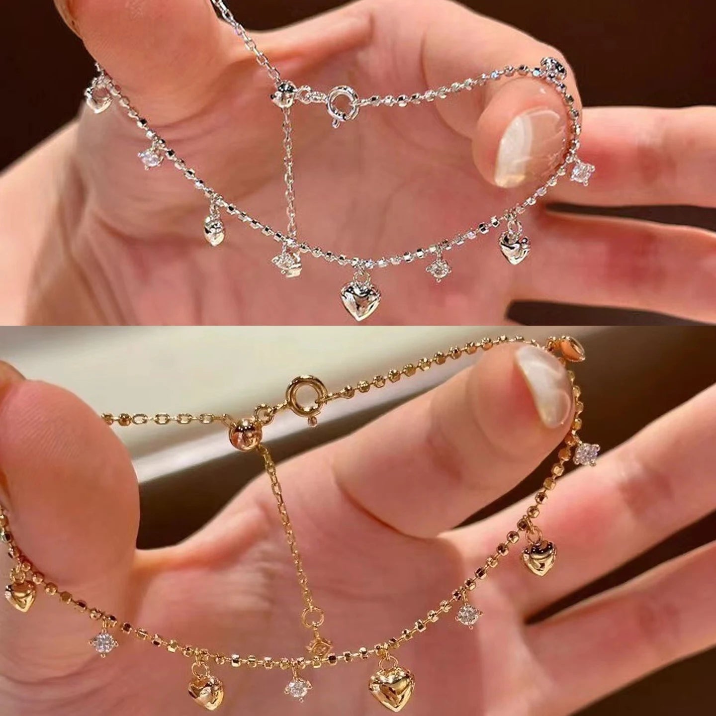 luckacco alloy bracelet new high-end jewelry minimalist zircon charm chain style bracelet for women