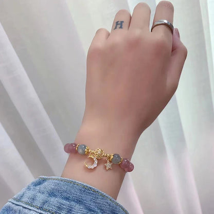 Luckacco Unique Fashion Firecracker Crystal Beaded Bracelet Friendship Glass Bracelets For Girls Star Moon Cloud Flower Jewelry