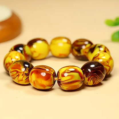 Luckacco Amber Beeswax Bracelet, Retro Style, Stylish and Minimalist, Suitable for Casual Wear, Everyday Jewelry