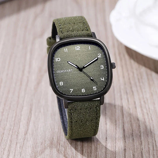 Luckacco Vintage Square Dial Leather Belt Wristwatch Brand Quartz Watch Youth Student Watch Casual Fashion Men Women Gift Clock
