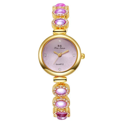 Luckacco Famous Brand Women's Quartz Watches Luxury Green Gemstone Bracelet Watch Gift Female Wristwatch  Relojes Para Mujer