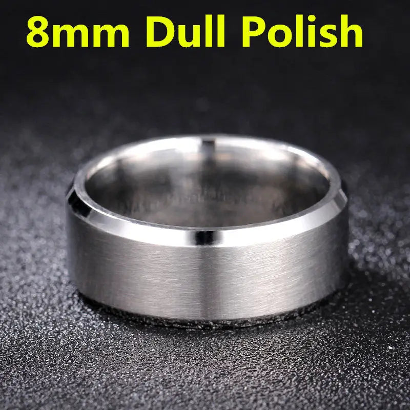 luckacco 4-8mm dull polish silver color titanium ring for men and women personalized ring customize engraved
