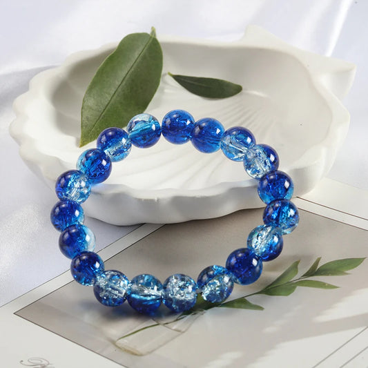 Luckacco Shinning Crystal Beads Elastic Bracelet Korean Style Colorful Crystal Glass Beaded Bracelet Bangles For Women