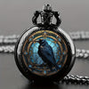 Luckacco Unique Vintage Black Crow Mini Quartz Pocket Watch,Necklace Pendant With World Time Feature, Ideal Gift For Men & Women and Kids