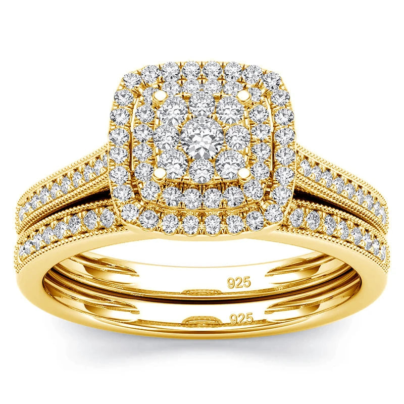luckacco szjinao 2pcs moissanite ring set for woman original 925 silver wedding jewelry luxury engagement ladies anniversary gift trend