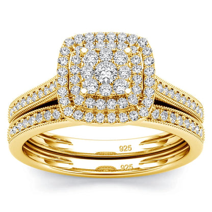 Luckacco Szjinao 2pcs Moissanite Ring Set For Woman Original 925 Silver Wedding Jewelry Luxury Engagement Ladies Anniversary Gift Trend