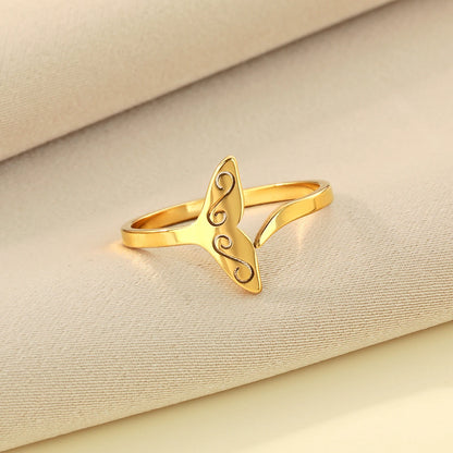 Luckacco Kinitial Stainless Steel Sea Whale Mermaid Fish Tail Knuckle Ring Dainty Jewelry Boho Romantic Anniversary Gift