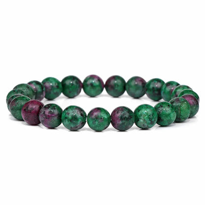 Luckacco Handmade Natural Stone African Stone Beads Bracelet Men Yoga Mala Jewelry Green Moss Agates Beaded Bracelet for Women Men