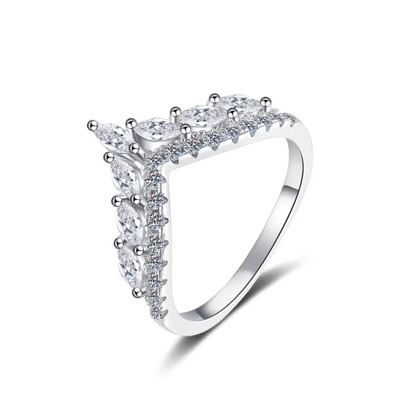 luckacco firering 100% full olive moissanite crown ring gra certificate passed diamond test women jewelry gift s925 silver
