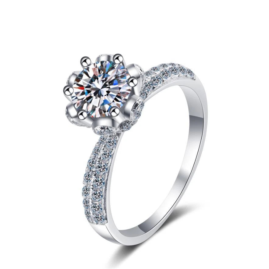 luckacco d-color moissanite ring women's diamond 18k gold set with 1-carat moissanite diamond women's ring platinum pt950 imprint