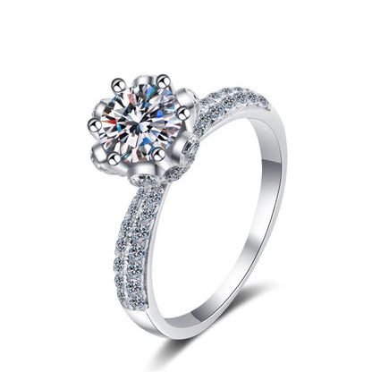 Luckacco D-color moissanite ring women's diamond 18K gold set with 1-carat moissanite diamond women's ring platinum PT950 imprint
