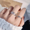 Luckacco Clear White Stones Wedding Women Ring Stainless Steel 1 and 2 Rows Bling Zircon Fashion Pair Ring Female Jewelry
