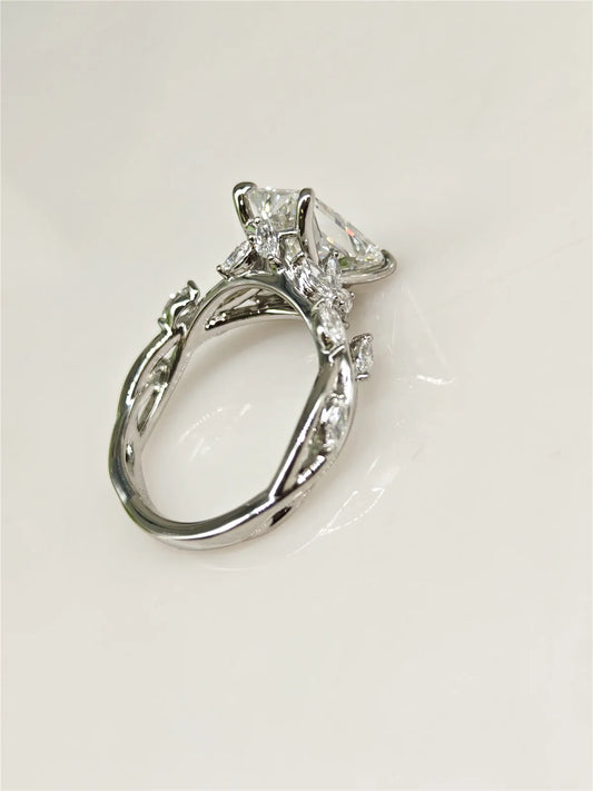 Luckacco PT950 Platinum Solid Real Gold Vine Twigs IGI3CT RADIANT MARQUISE Lab Grow Diamond wedding diamond engagement ring Fine jewelry