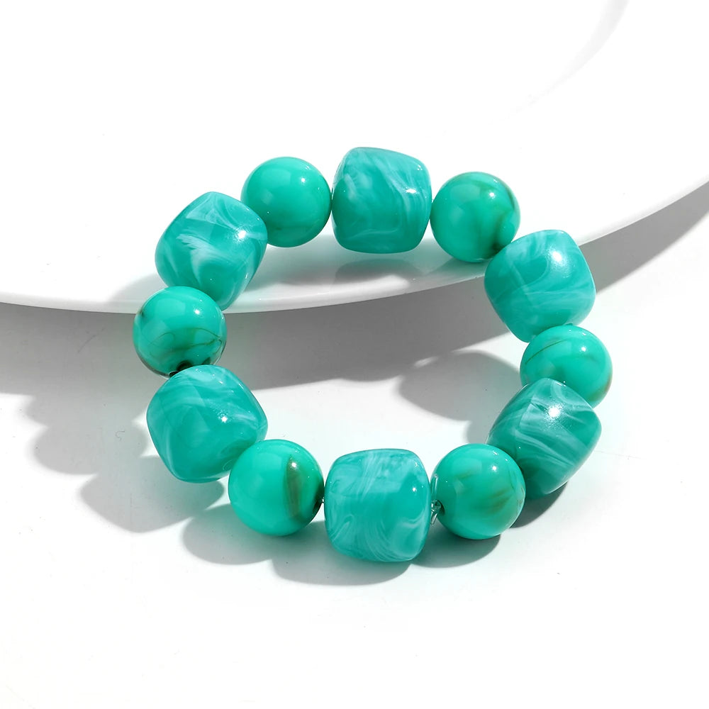 luckacco acrylic chunky irregular square round beaded bracelet for women european and american simple bracelet fashion hand accessories