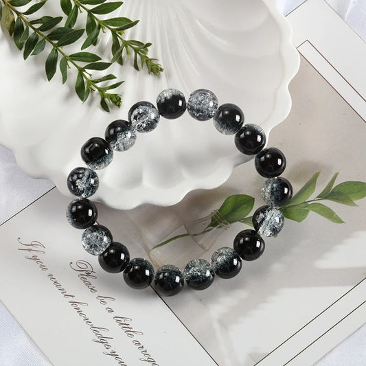 Luckacco Shinning Crystal Beads Elastic Bracelet Korean Style Colorful Crystal Glass Beaded Bracelet Bangles For Women