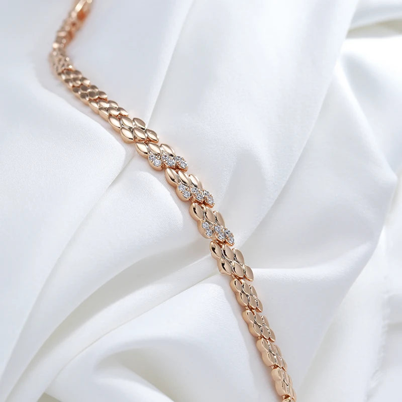 luckacco kinel fashion 585 rose gold color bracelet for women luxury natural zircon bride fine wedding daily fine jewelry 2022 new