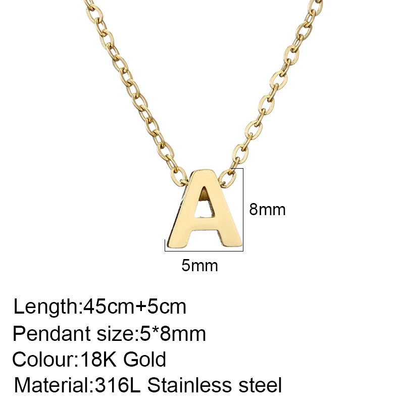 luckacco initial necklace letter pendant chamrs stainless steel necklace jewelry women's necklace box chain choker woman trend 2025 gift