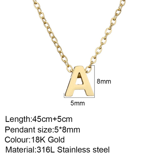 Luckacco Initial necklace letter pendant chamrs stainless steel Necklace jewelry Women's Necklace Box Chain Choker woman trend 2025 gift