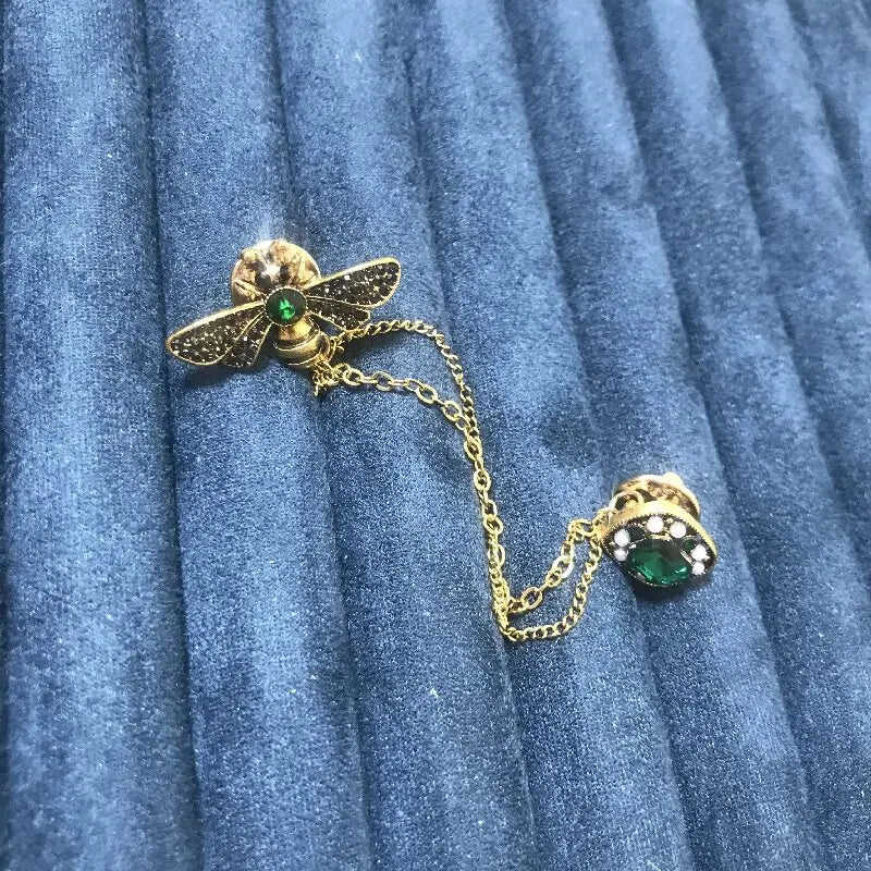 luckacco 1 piece of bee crystal tassel women's brooch sweater with a unique and luxurious design-zt3128
